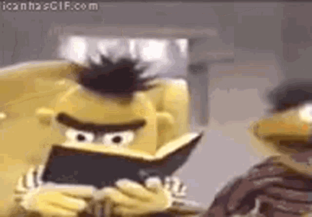 Bert - of Bert & Ernie from Sesame Street - looks up slowly from a book to stare at the camera, as Ernie laughs next to him. His stare is flat, hardened, the stare of a man who has seen something that has him recalling fondly the sight of the depths of the abyss.